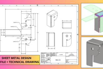 do sheet metal design with dxf file and technical drawing