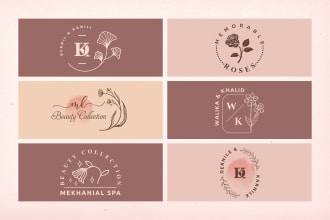 design feminine boho logo for a flower wedding botanical beauty spa pink floral