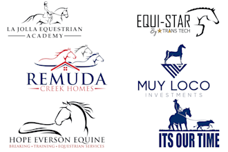 design unique horse logo equestrian equine stallion dog cat animal pet farm