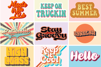 design custom hand lettering, 3d 70s retro typography tshirt and logo