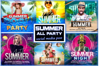 do summer party, beach party, pool party flyers