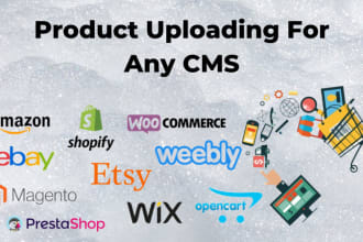 upload products or add products to woo commerce, shopify, open cart, prestashop