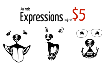 do pet dog, cat,animal facial expression in line art vector