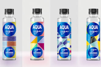 do eye catching water bottle label design and packaging with 3d mockup