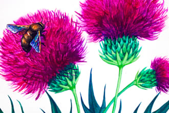 paint flower, animal or insect watercolor illustration