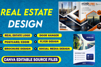 design real estate postcard, flyer, brochure or social media templates