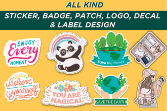 do all kind sticker design, badge, telegram sticker, decal, logo, label design