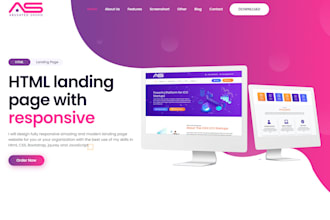 design HTML landing page with responsive