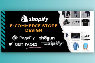 develop shopify store with pagefly, layouthub, shogun, gempages or zipify
