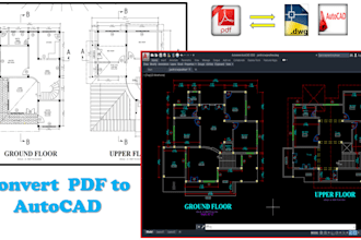 convert pdf to autocad, image or pdf to cad, hand sketch to autocad,dwg