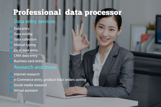 data entry, virtual assistant, research