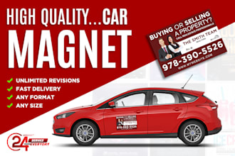 do a modern car magnet, door magnet and truck magnet design