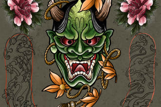custom drawing your traditional japanese tattoo design