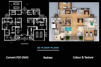 make architectural floor plan, autocad 2d floor plan, convert pdf to cad