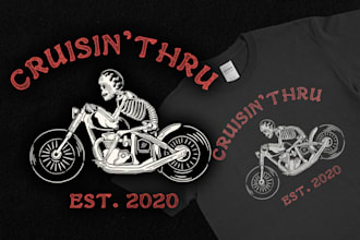 design vintage handdrawn motorcycle and car for tshirt