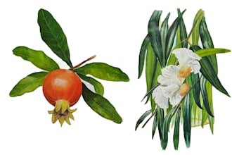 draw your flowers fruits vegetable and botanical plants