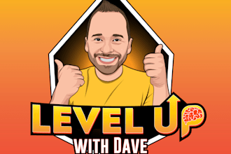 design podcast cover art and logo in cartoon style