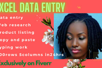 do first rate data entry, web research, typing, excel work
