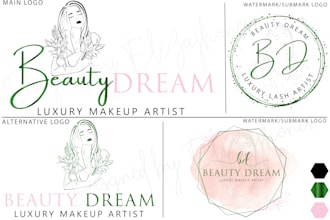 do feminine watercolor signature eyelash,boutique,nail or beauty hair salon logo