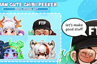 draw chibi peeking for a cover photo or merch sticker