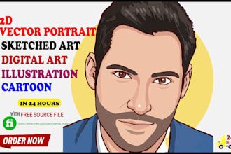 draw your photo or character into a 2d vector portrait