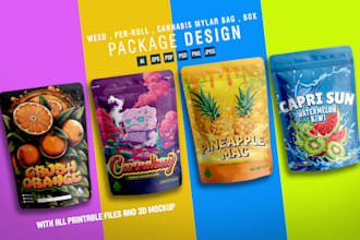 design unique weed pouch, mylar bag and cbd product labels