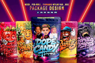design unique weed pouch, mylar bag and cbd product labels