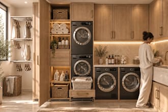 design model and render you laundry room