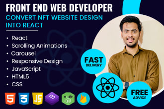 do frontend of nft landing page in react