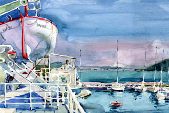 draw a watercolor landscape illustration