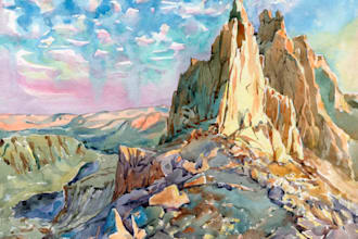 draw a watercolor landscape illustration