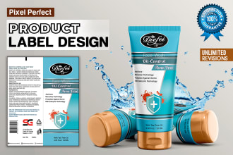 do product label design, food label, cosmetic label, bottle label design