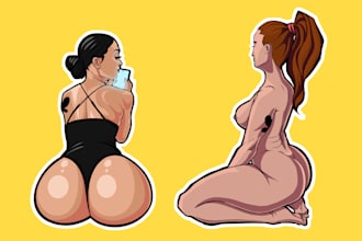 draw nsfw and sfw cartoon characters ocs in any poses