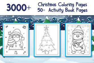 give 3000 christmas coloring book pages for childrens kids kdp and etsy
