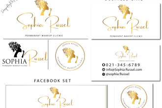 do elegant beauty, cosmetics feminine and signature logo with branding kit