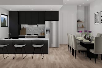design kitchen and all residential interior exterior render