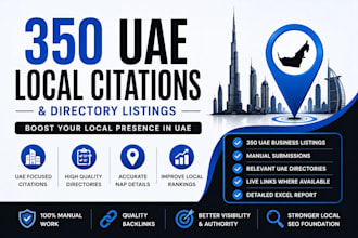 build 350 uae local citations and business listings for local SEO
