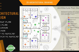 draft 2d architectural drawings in cad skillfully