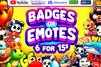 design custom sub badges emotes emoji for twitch youtube discord kick subscriber