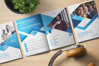 design a unique company profile, bifold, trifold, brochures
