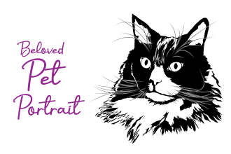 draw a quality vector pet portrait in stencil, silhouette or line art style