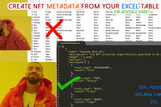 create nft metadata from your excel