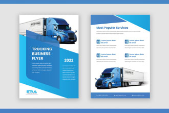 design transport, freight broker, logistic, truck, car wash business flyers