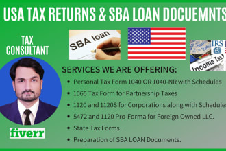 prepare USA individual and business tax returns and sba loan