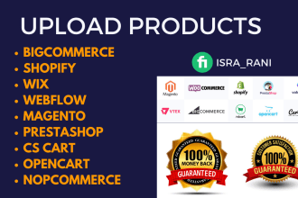 upload products in shopify bigcommerce wix wp webflow cscart