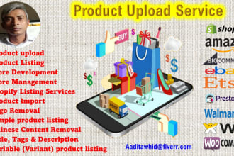 do product upload and product listing on your online shop