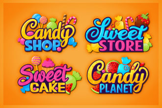 design sweets, chocolate, candy, cupcake, fast food and bakery logo