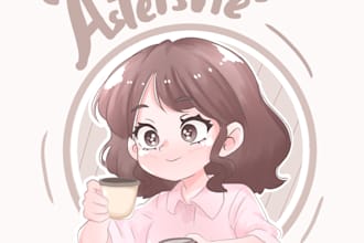draw a cute half body anime for you in 24 hours