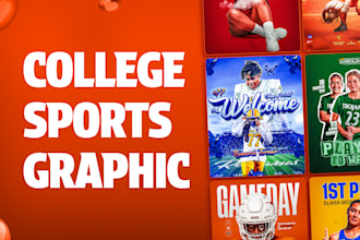 design college sports graphics for football, basketball, hockey, soccer, more
