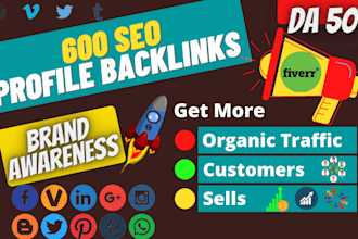 create 600 high da manual made top SEO friendly profile backlinks